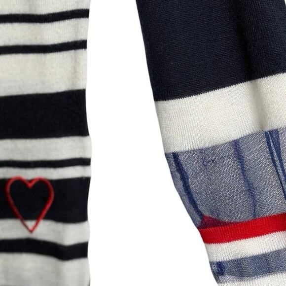 Desigual Womens Navy Long Sleeve Sweater Top Floral Striped Size M Boho Chic - Picture 7 of 13